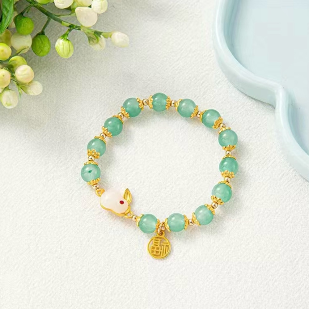 NWT Green Beaded Rabbit Bracelet